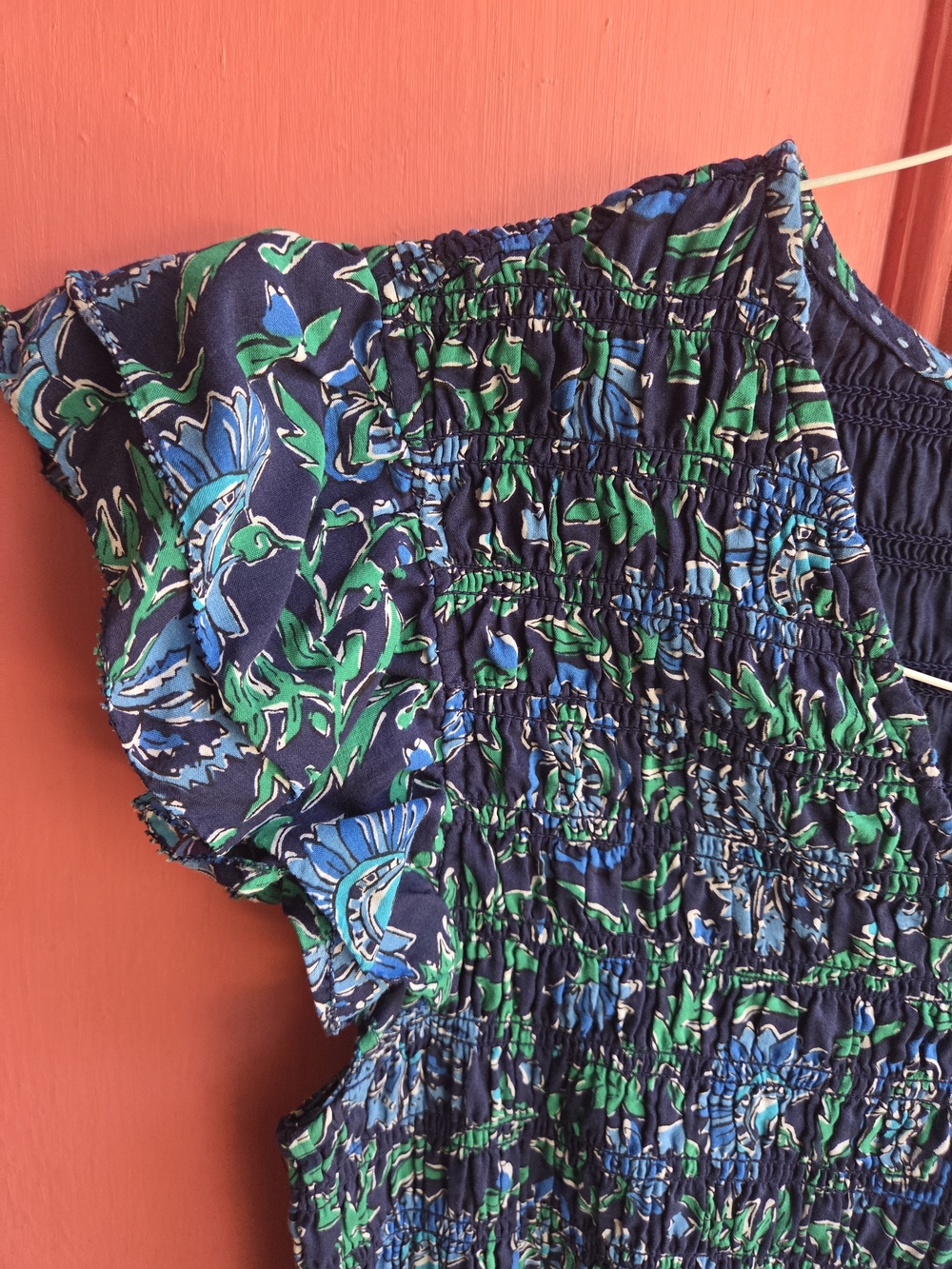 Vineyard Vines Teal & Navy Paisley V-Neck Midi Dress - Picture 4 of 4